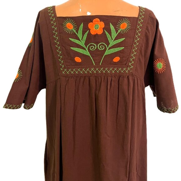 Uncle Frank by Ivy Jane Embroidered Floral XS Dress V-Neck Short Sleeve Cotton - Picture 5 of 10